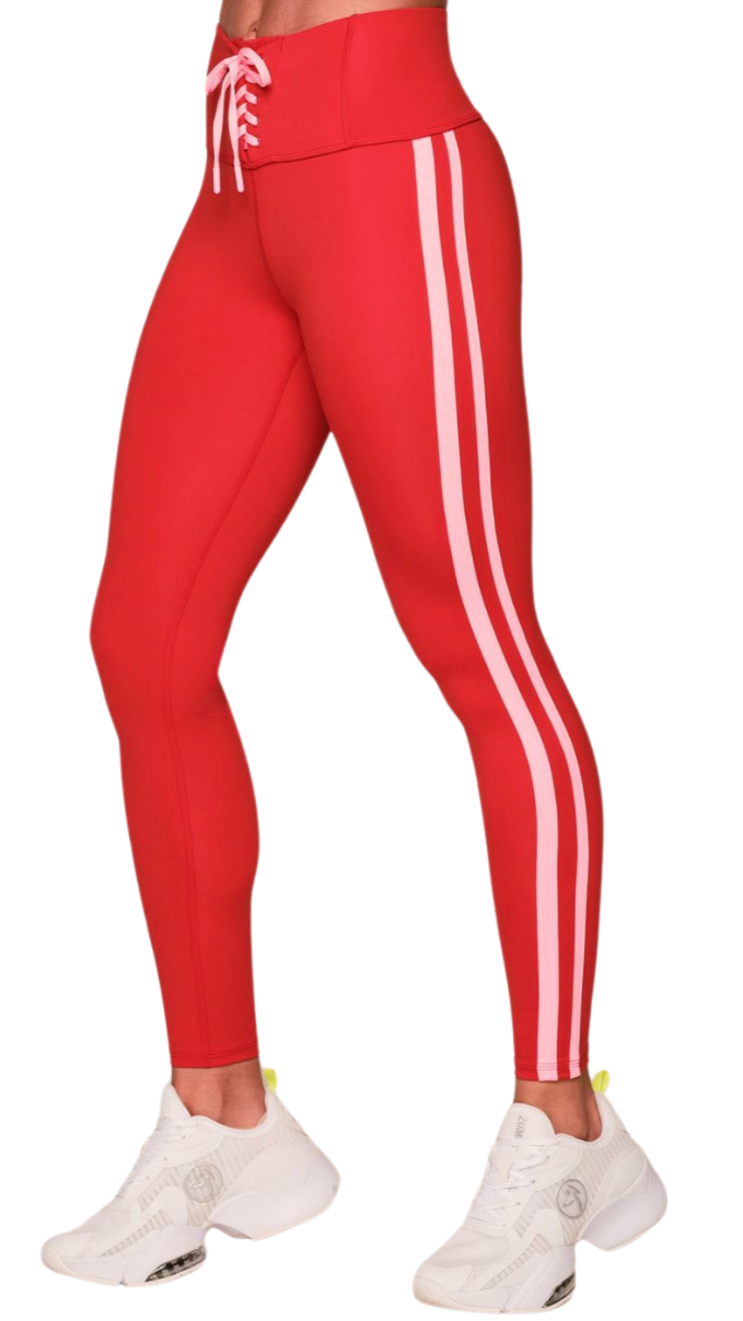 Retro Zumba Laced Up High Waisted Ankle Leggings (Special-Order)
