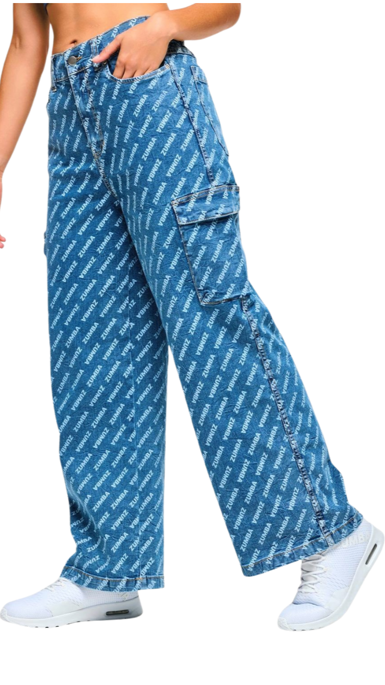 Blue Jean Baggy Denim Cargo Pants