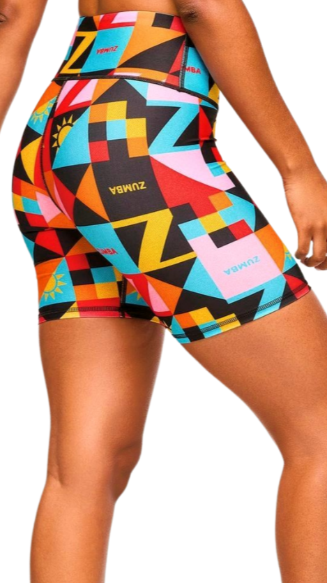 Zumba Rays High Waisted Biker Shorts (Pre-Order)