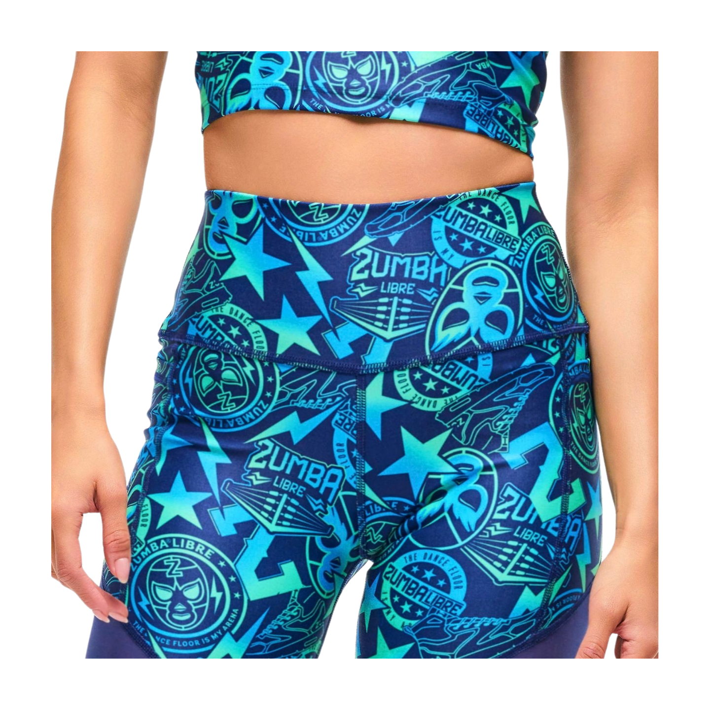 Zumba Libre High Waisted Biker Shorts With Mesh Inserts (Pre-Order)