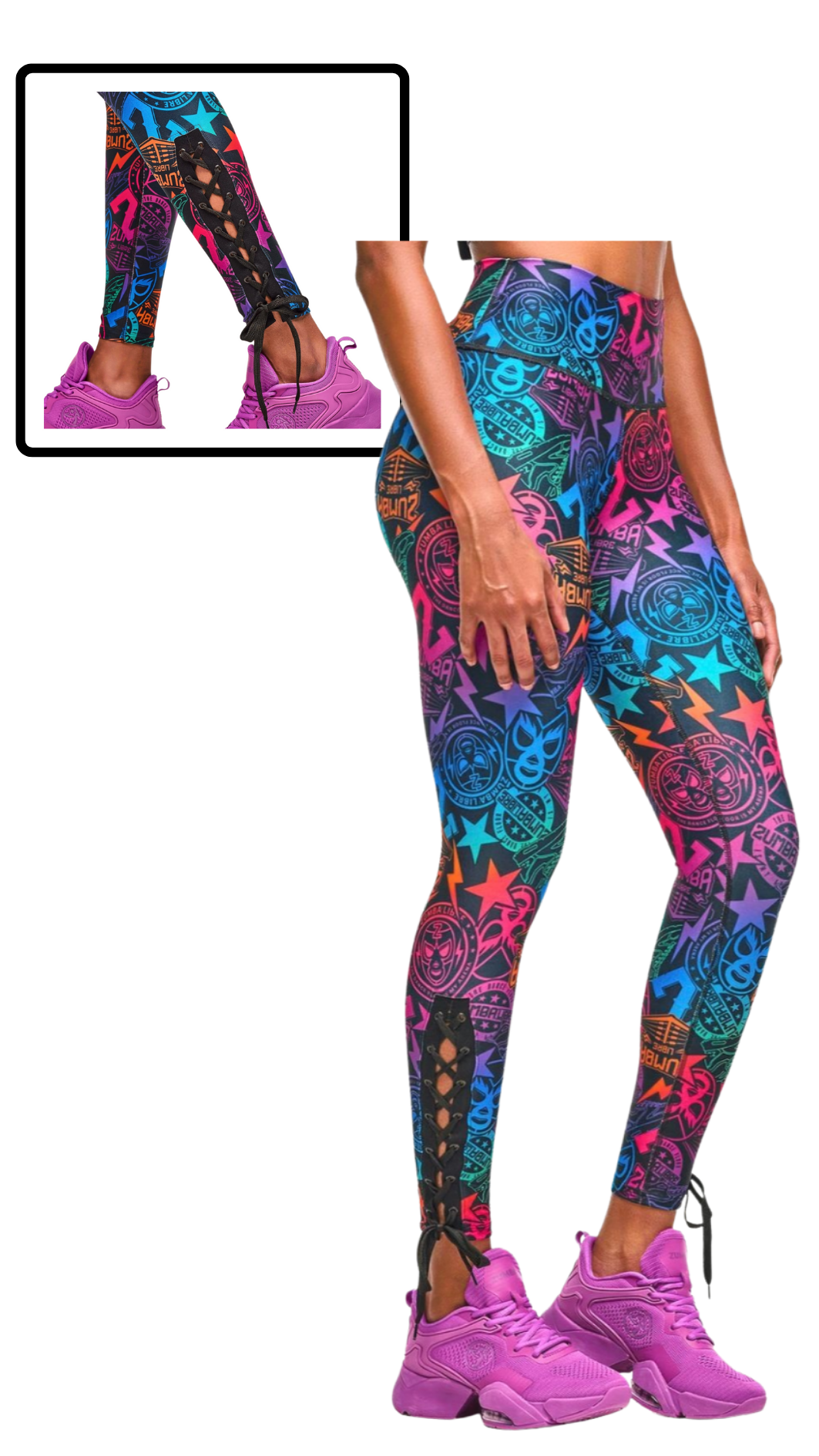 Zumba Libre High Waisted Ankle Leggings With Lace Up Details (Pre-Order)