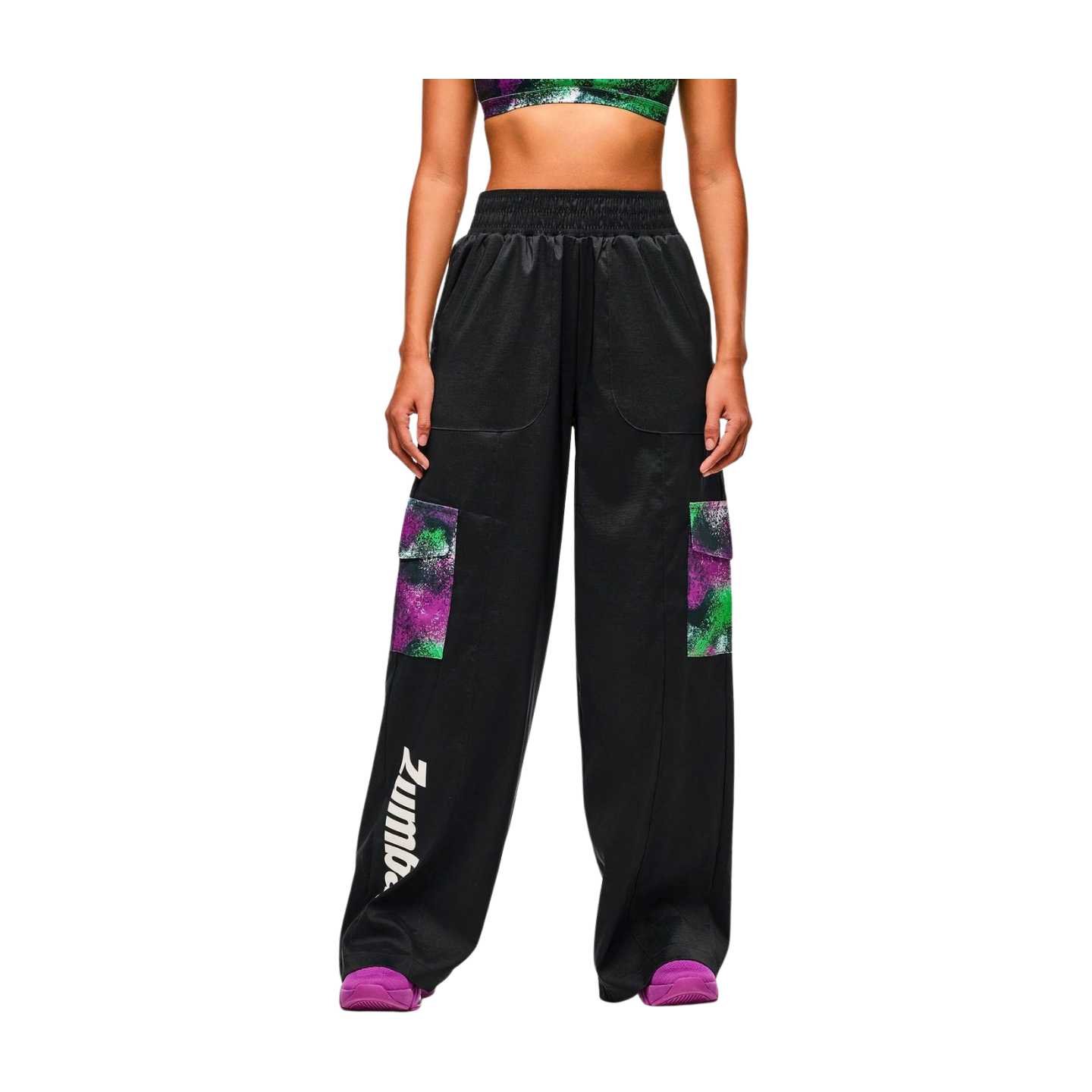 Apres Zumba Wide Leg Woven Cargo Pants