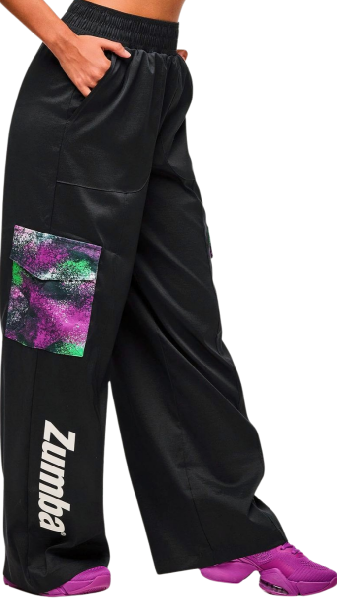 Apres Zumba Wide Leg Woven Cargo Pants