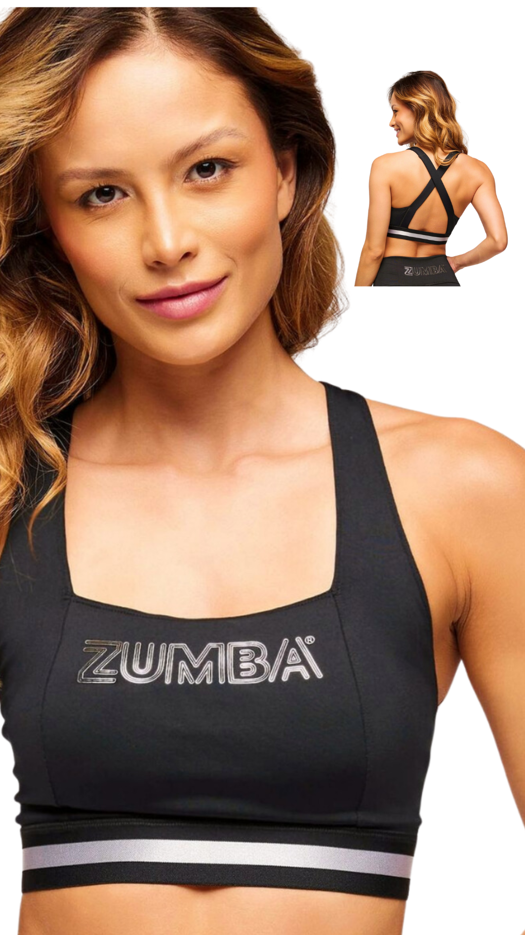 Zumba Runway Square Neck Cross Back Bra (Special Order)