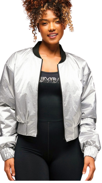 新作♪Zumba Runway Crop Zip Up Puff Bomber Jacket - Gold Zumba Runway Crop Zip Up Puff Bomber Jacket – Zumba Wear
