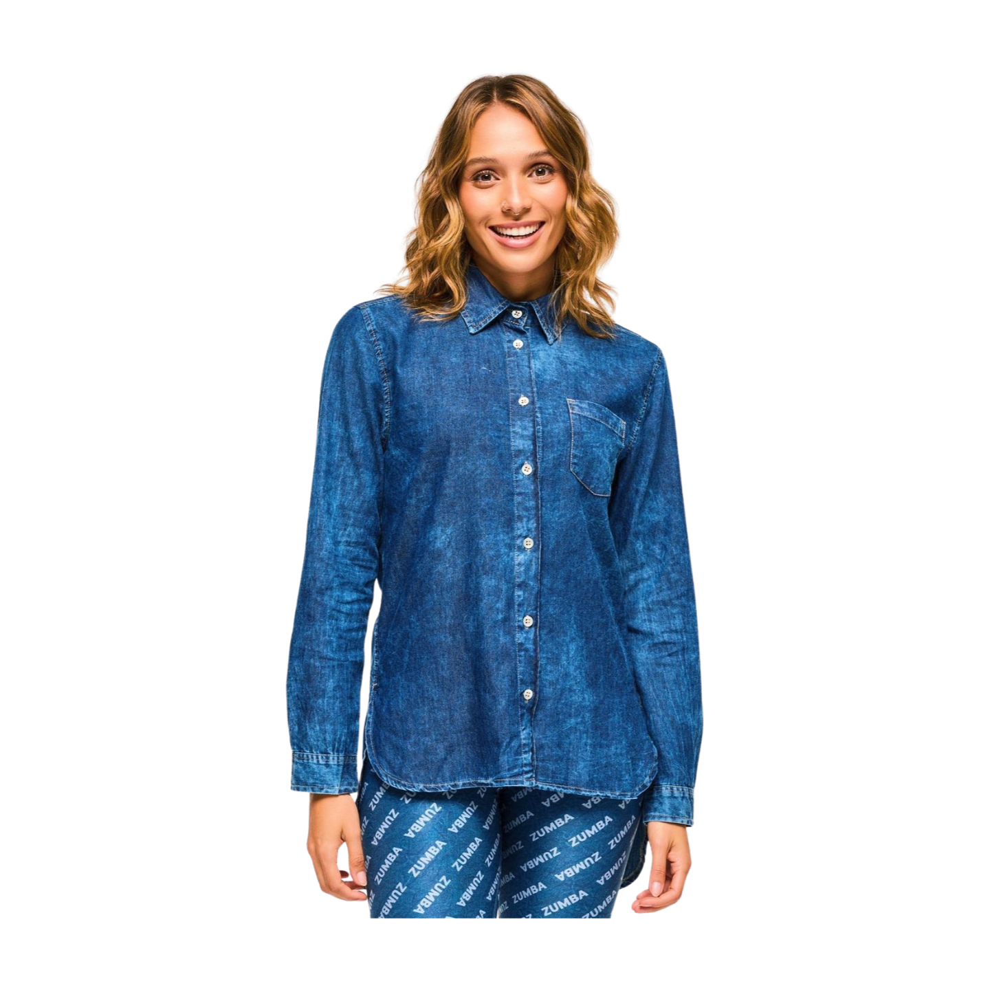 Blue Jean High Low Button Down