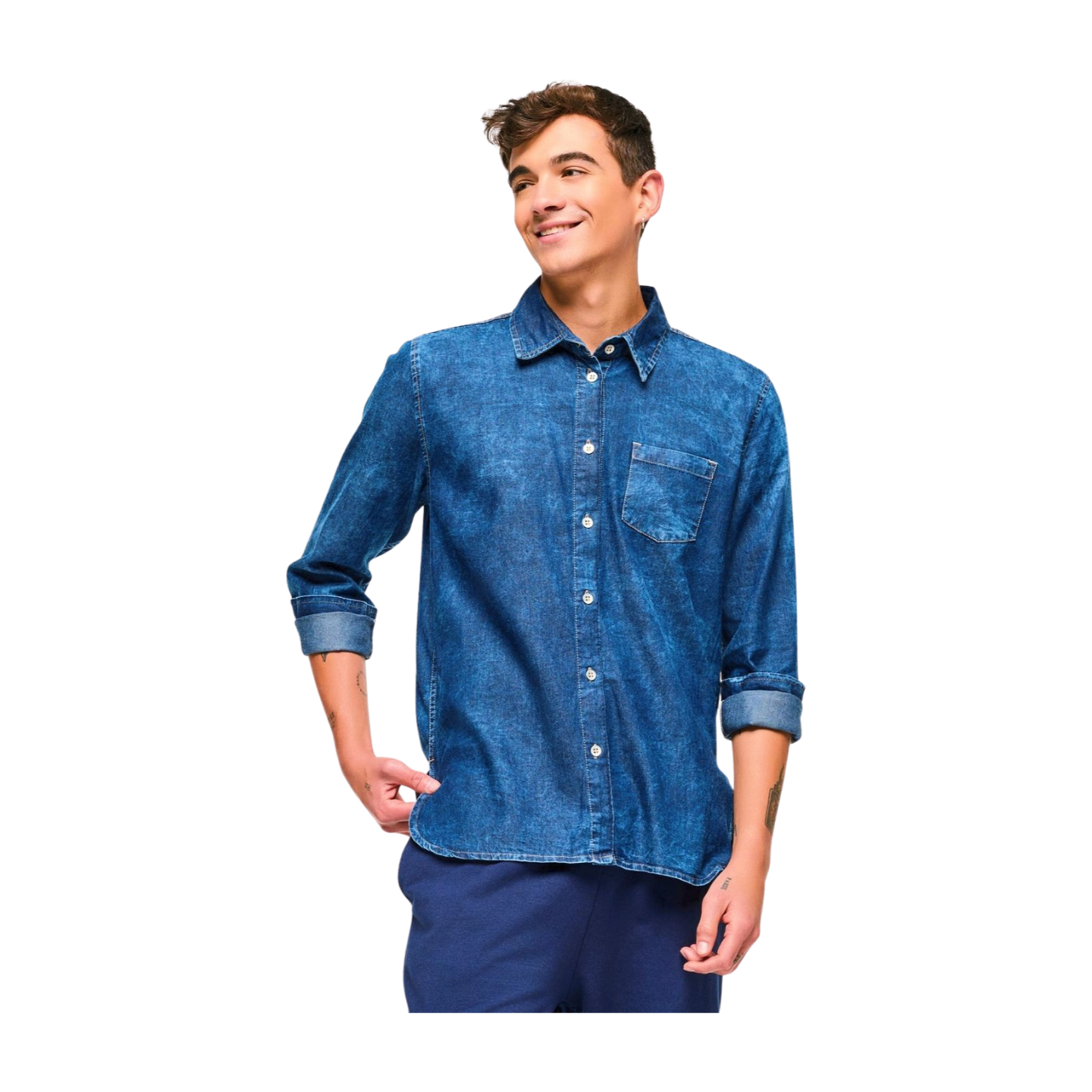 Blue Jean High Low Button Down