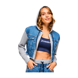 Blue Jean Crop Zip-Up Hoodie