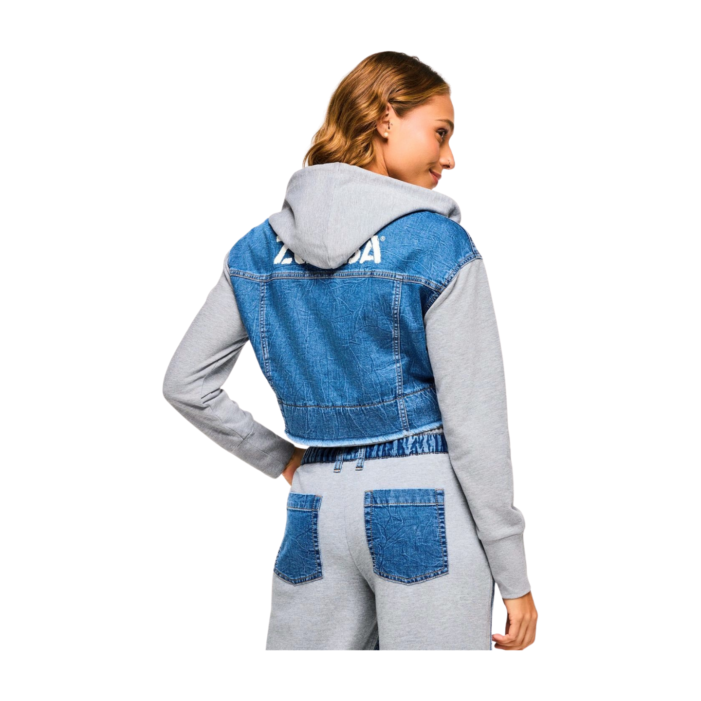 Blue Jean Crop Zip-Up Hoodie