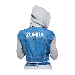 Blue Jean Crop Zip-Up Hoodie