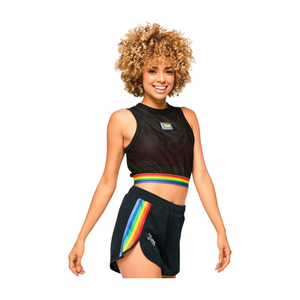 Zumba Crop Mesh Tank With Elastic Waistband