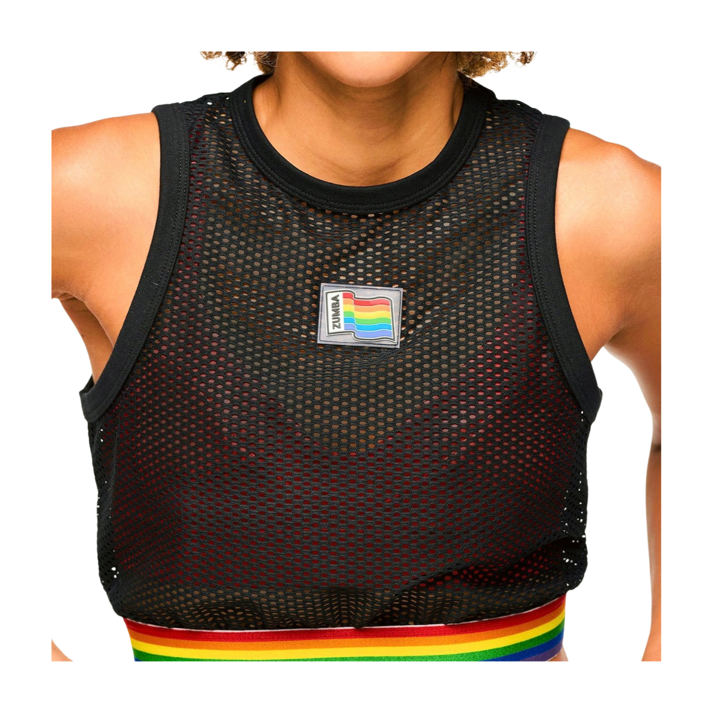 Zumba Crop Mesh Tank With Elastic Waistband