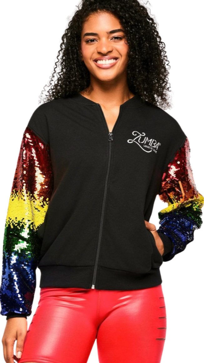 Zumba Bomber Jacket With Sequin Sleeves (Pre-Order)