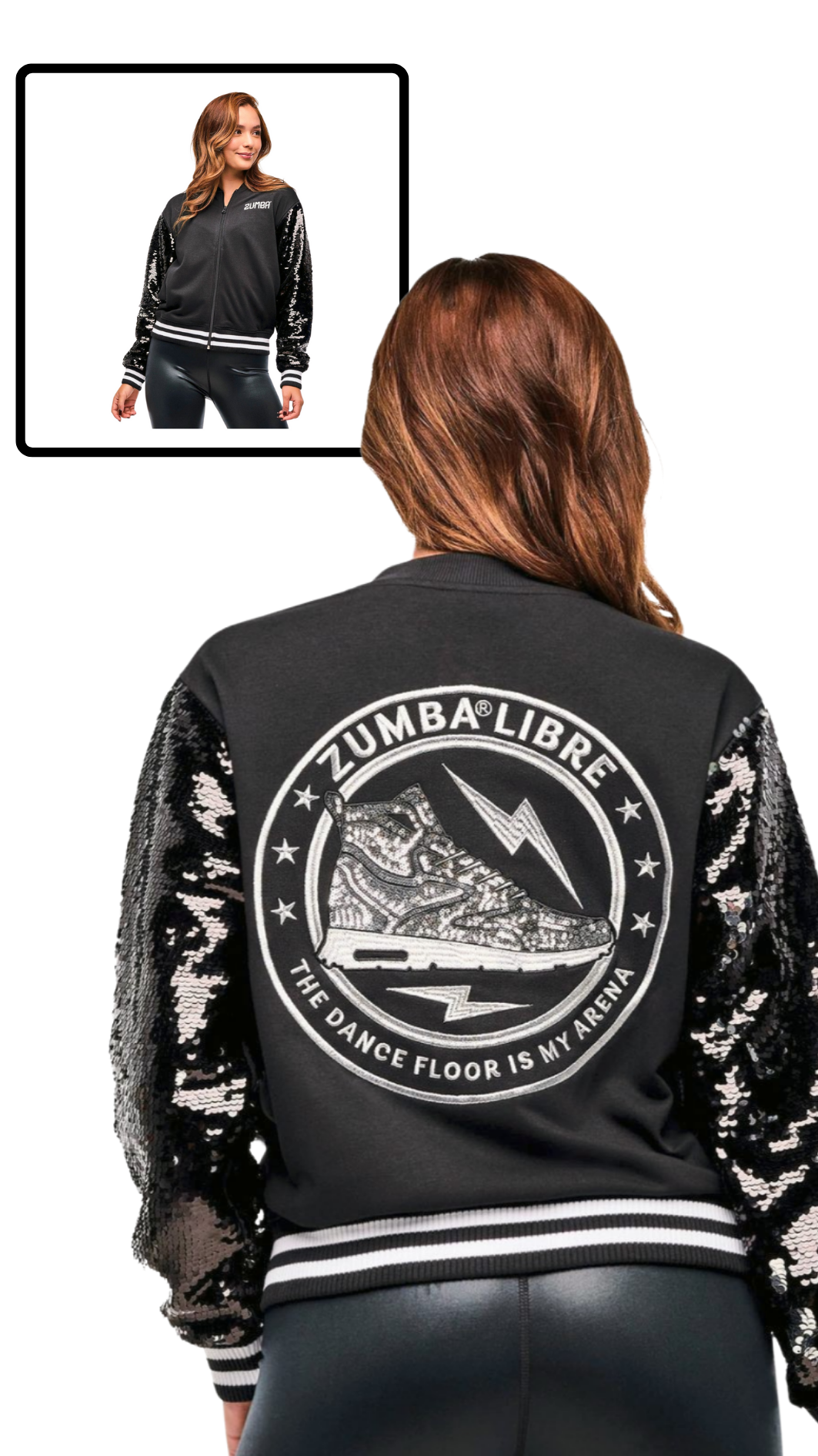 Zumba Libre Bomber Jacket With Sequin Sleeves (Pre-Order)