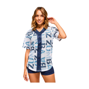 Blue Jean Baseball Button-Up Jersey