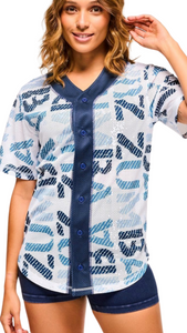 Blue Jean Baseball Button-Up Jersey