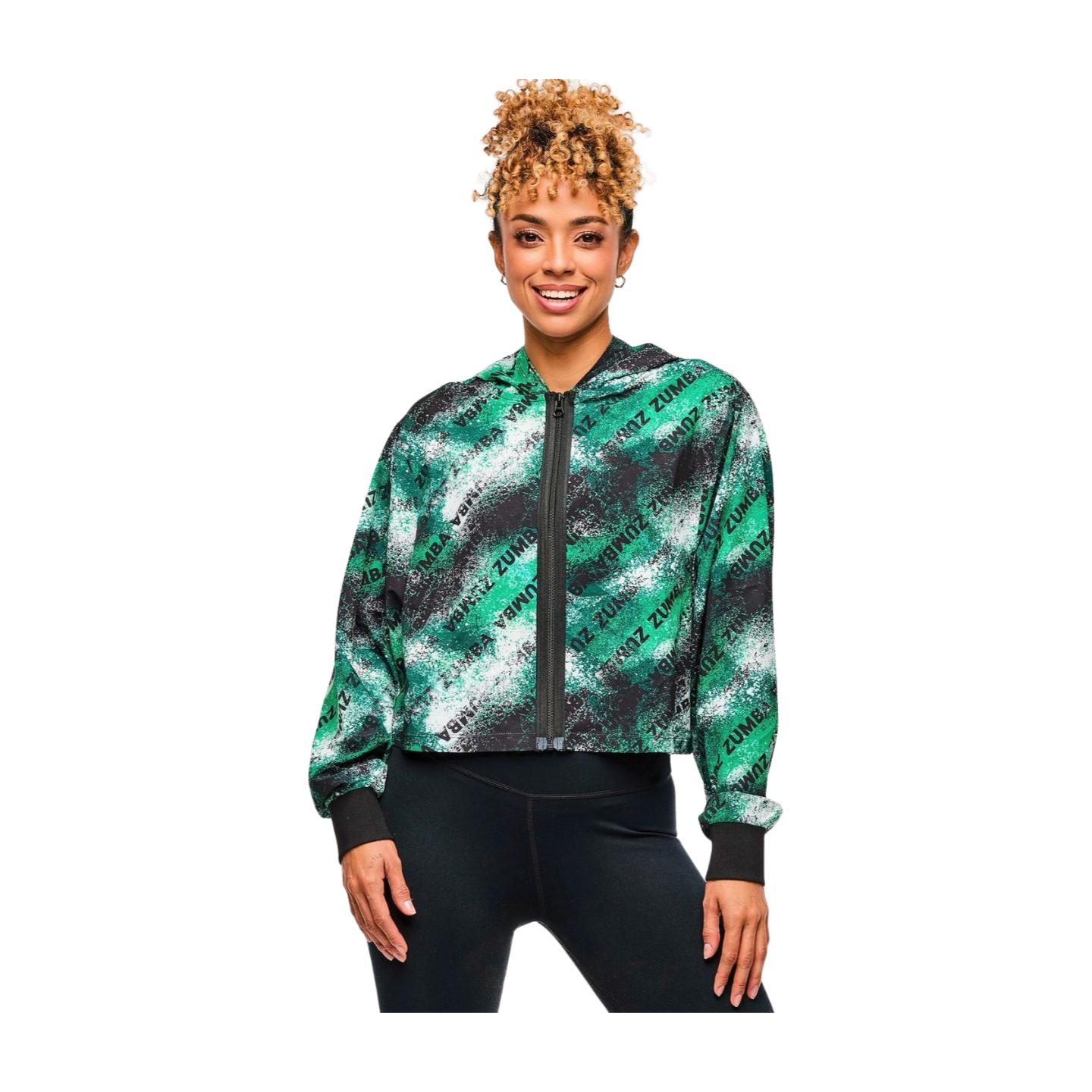 Apres Zumba Crop Woven Zip-Up Hoodie (Pre-Order)