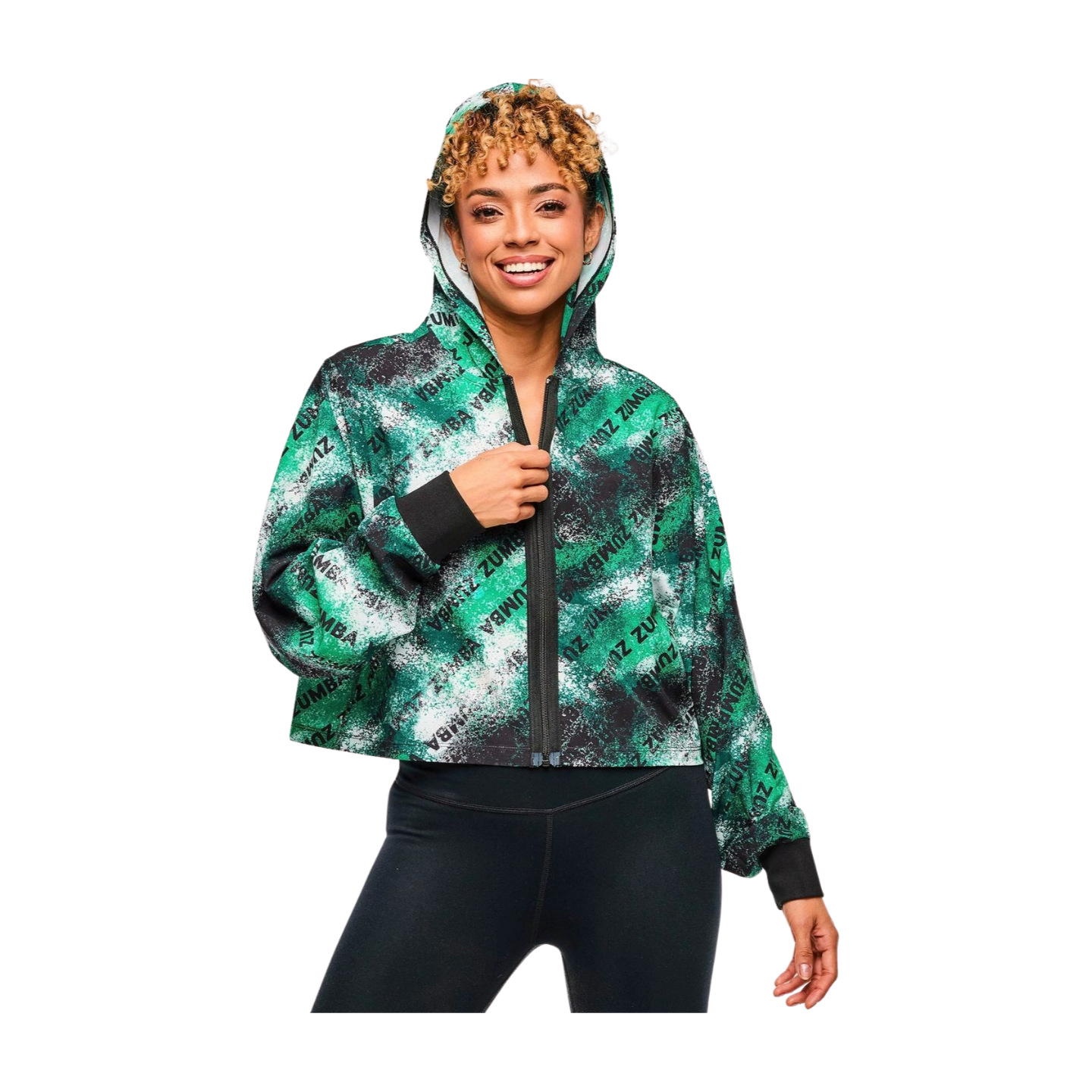 Apres Zumba Crop Woven Zip-Up Hoodie (Pre-Order)