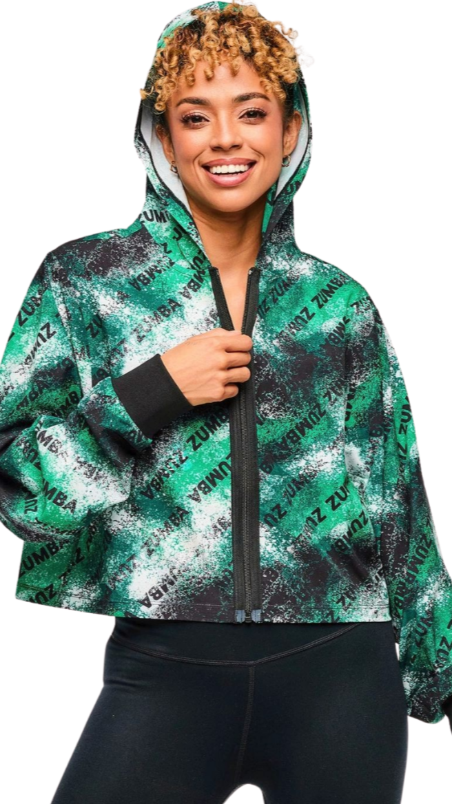 Apres Zumba Crop Woven Zip-Up Hoodie (Pre-Order)