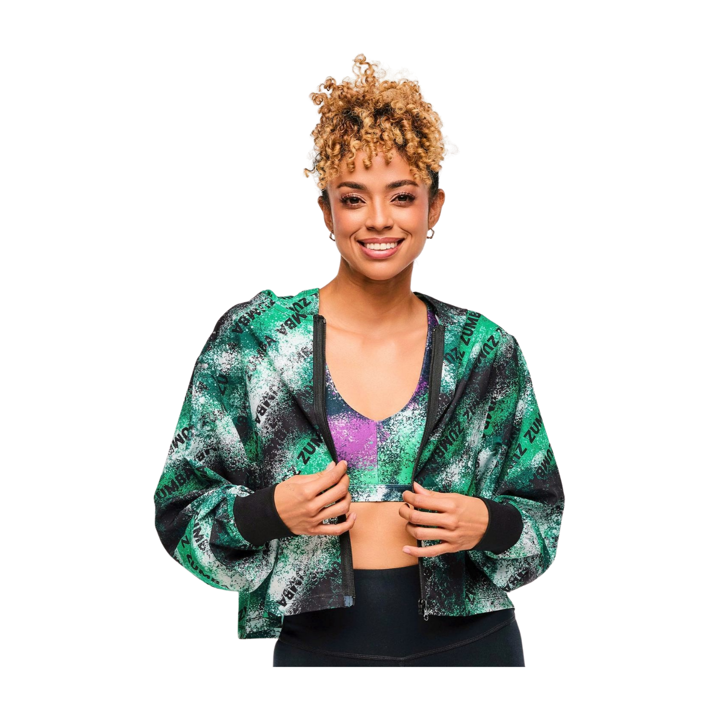 Apres Zumba Crop Woven Zip-Up Hoodie (Pre-Order)