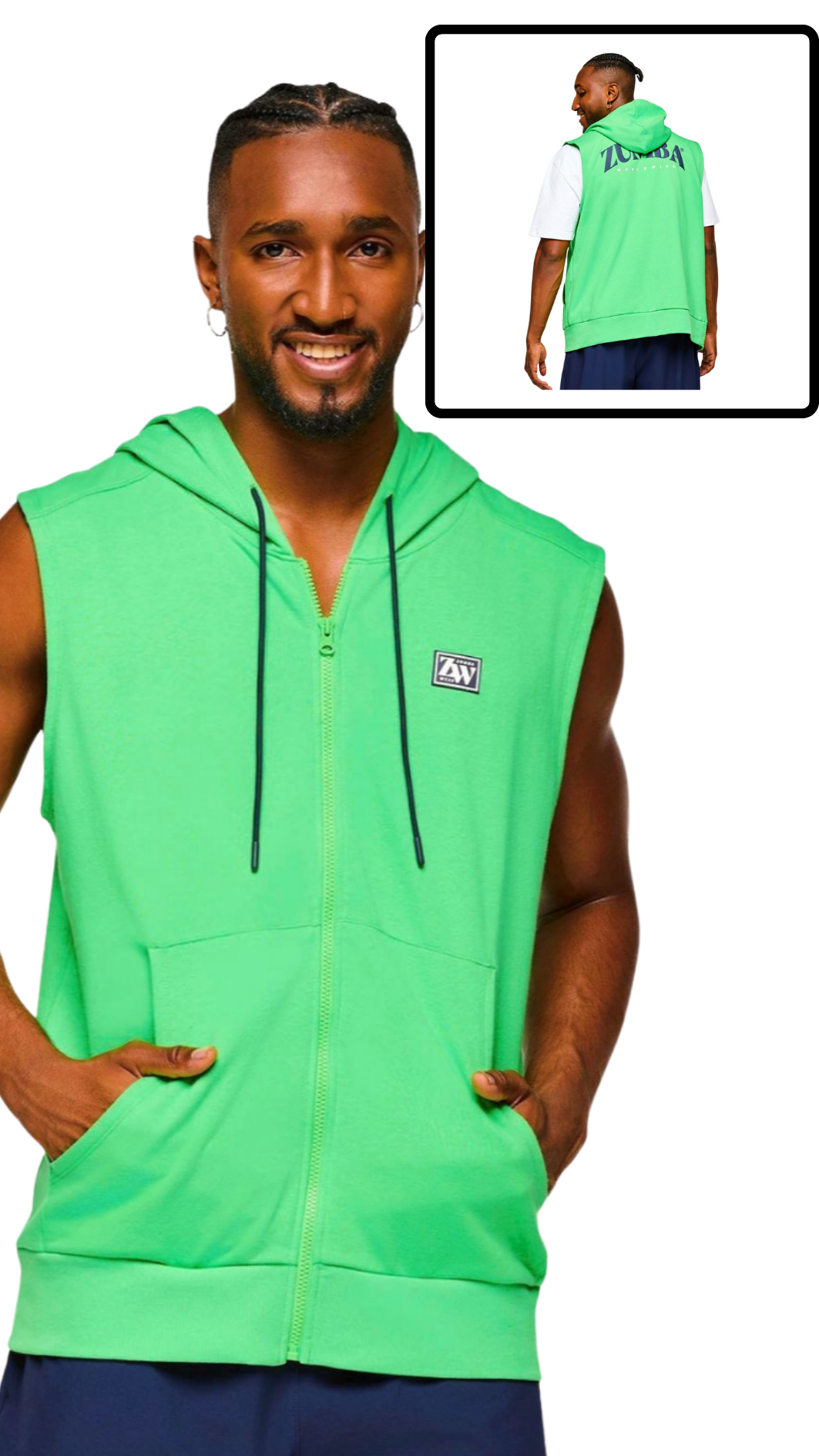 Zumba Out Loud Men's Sleeveless Zip Up Hoodie (Special Order)