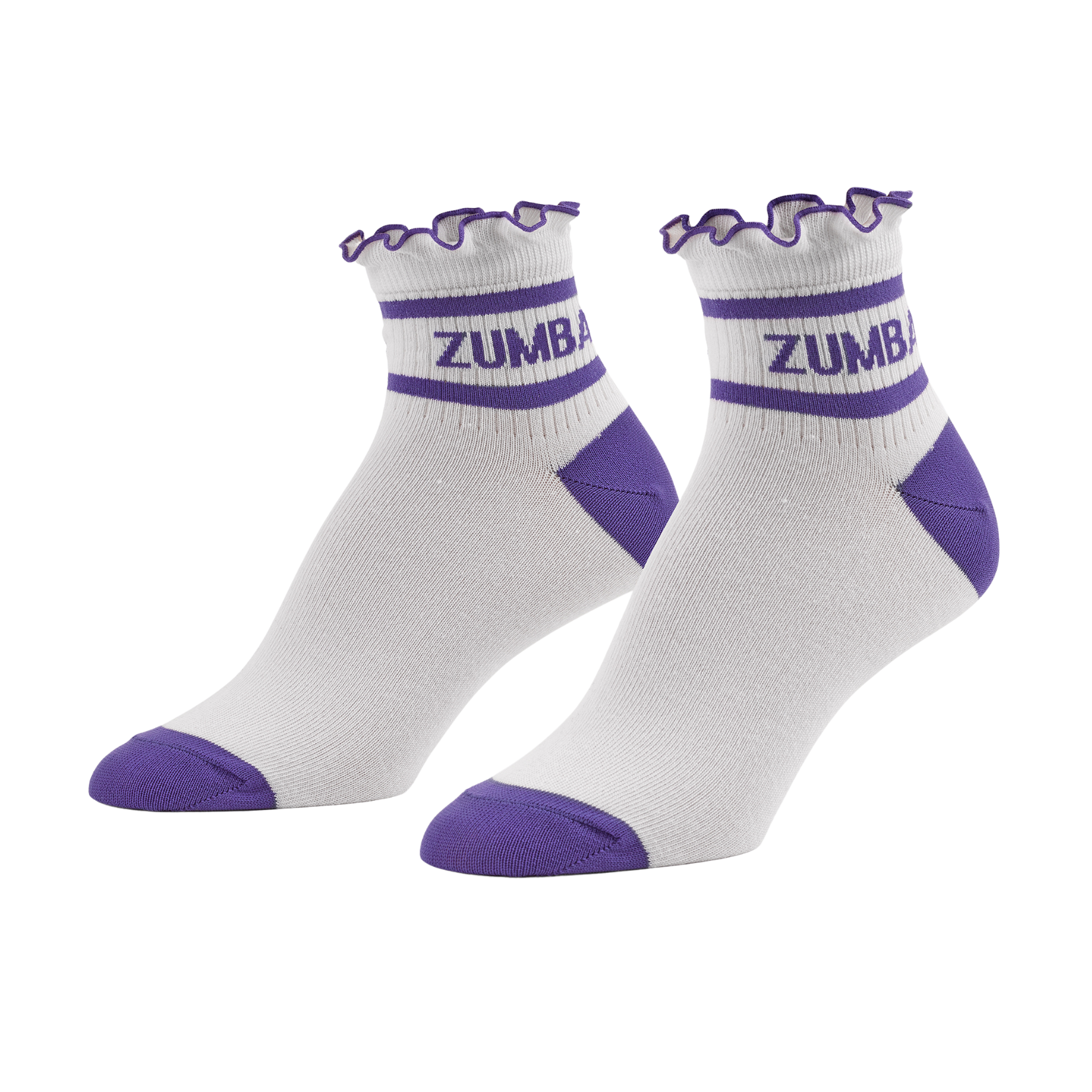 Zumba Ruffle Ankle Socks - White Purple