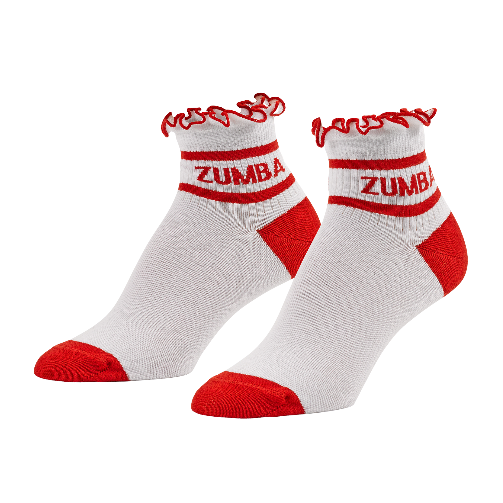 Zumba Ruffle Ankle Socks - White Red