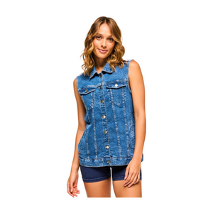 Blue Jean Long Denim Vest