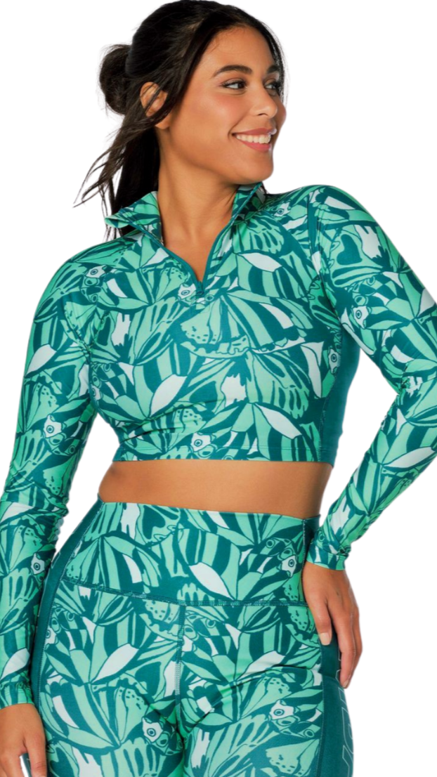 Zumba Butterfly Long Sleeve Crop Top (Special Order)