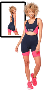 Zumba Prep Biker Bodysuit With Open Back (Special Order)