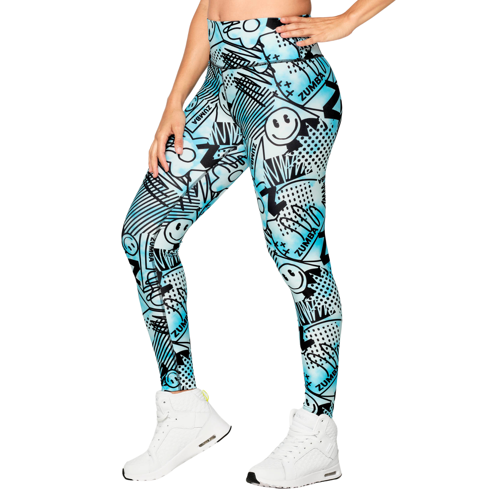 Zumba Happy And Fun High Waisted Ankle Leggings (Special Order)