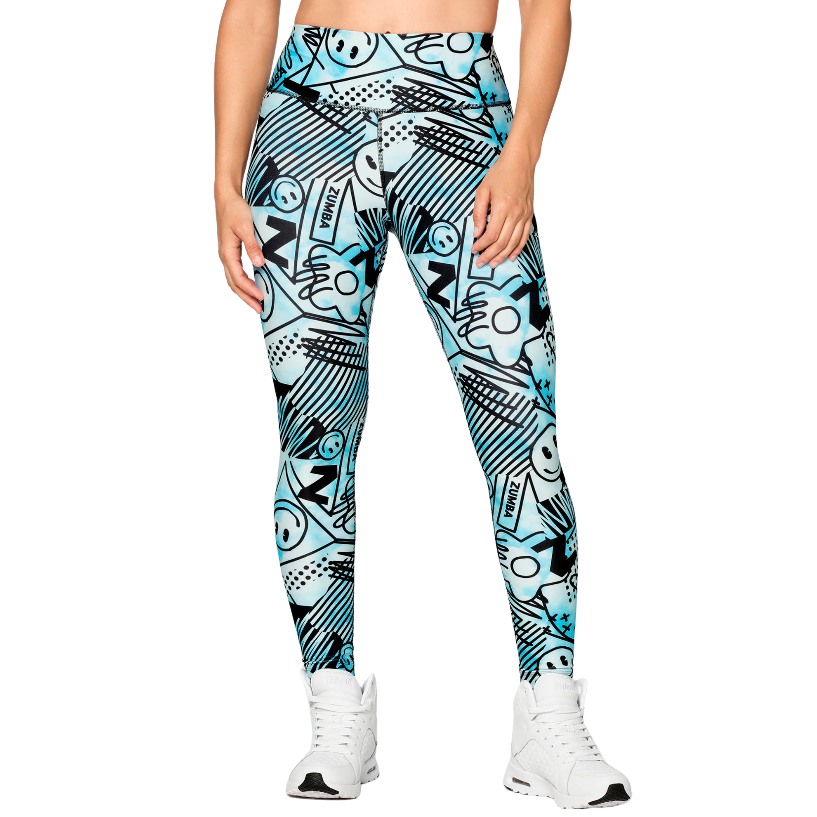 Zumba Happy And Fun High Waisted Ankle Leggings (Special Order)