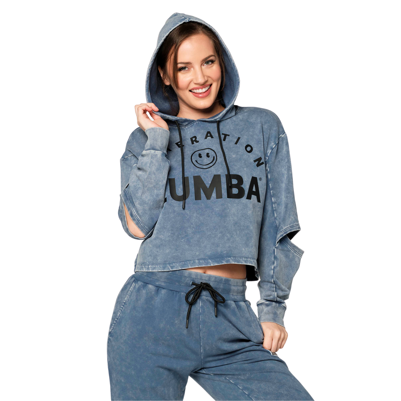 Generation Zumba Cut-Out Crop Pullover Hoodie (Special Order)